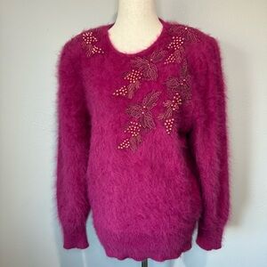 Vintage B. Rosa Pure Angora Beaded Sweater – Made in Korea (S/M)